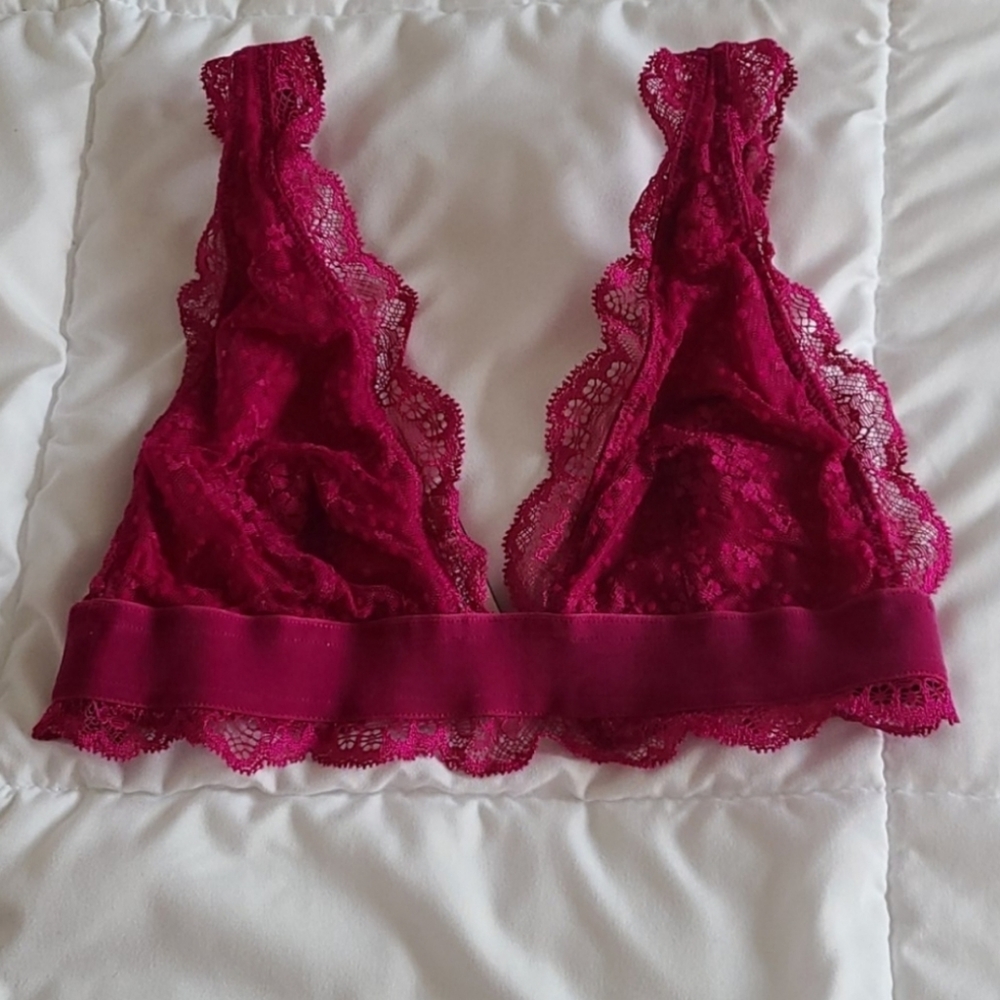 Victoria's Secret Bralette Swiss Dot Fuscia Adjustable NWOT